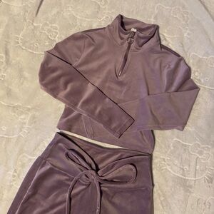 Purple Lavender Collared Long Sleeve & Flared Legging Pants Two Piece Set Sz M